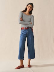 Mittelblau - Lift, Slim & Shape Weite Cropped-Jeans - Bild 1 von 9