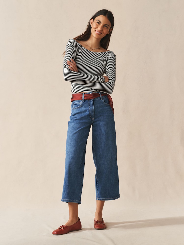 Mittelblau - Lift, Slim & Shape Weite Cropped-Jeans - Bild 1 von 9 Mittelblau - Lift, Slim & Shape Weite Cropped-Jeans - Bild 1 von 9