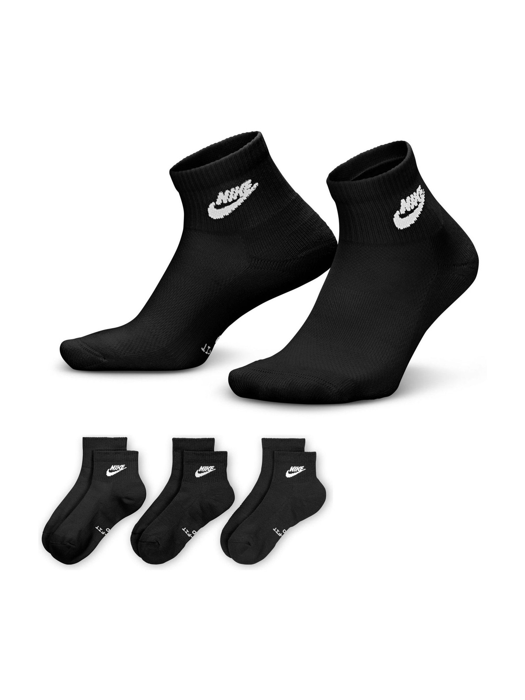 Next：日本 ブラック - くるぶし丈 - Nike エブリデイ クルーソックス