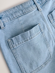 Light Blue Patch Pocket Mini Shorts - Image 3 of 4
