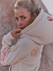 FatFace Flora Ivory MCS Embroidered Zip Through Hoodie - Image 4 of 6