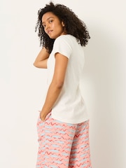 FatFace Natalie Ivory Sardines Jersey Pyjama Tee - Image 2 of 4