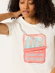 FatFace Natalie Ivory Sardines Jersey Pyjama Tee - Image 4 of 4