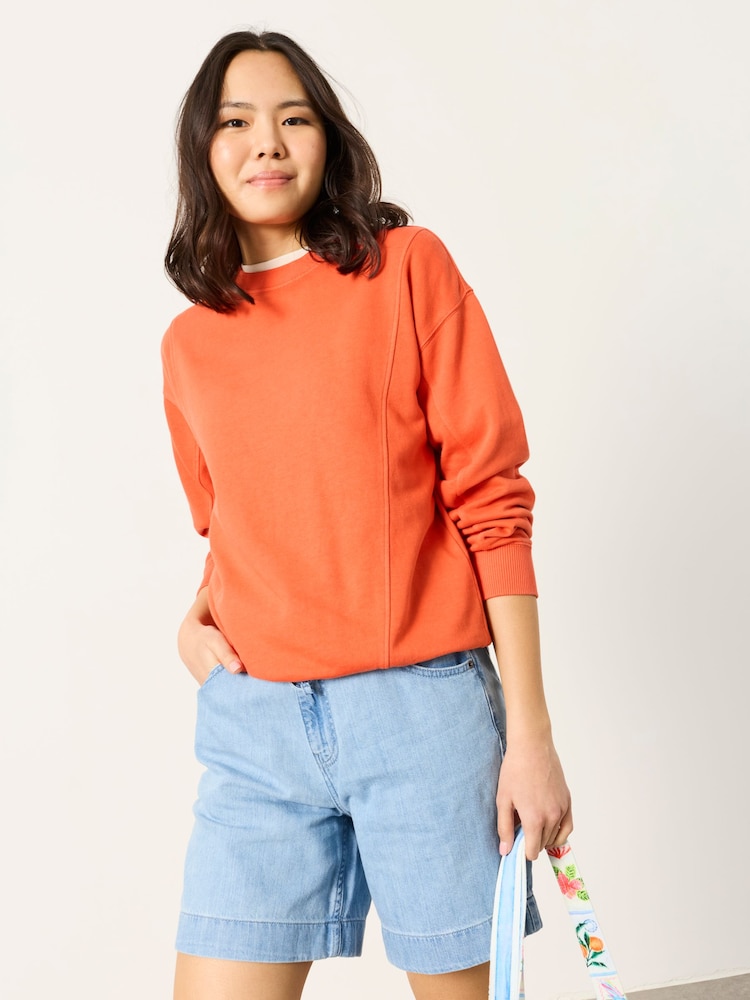 FatFace Sienna Orange Seam Detail Crew Sweat - Image 1 of 6