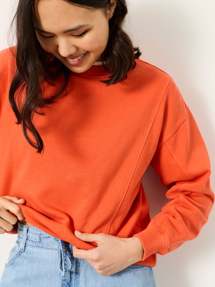 FatFace Sienna Orange Seam Detail Crew Sweat - Image 2 of 6