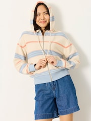 FatFace Flora Multi Textured Stripe Zip Through Hoodie - Image 4 of 6