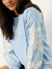 FatFace Alex Pale Blue Sleeve Detail Crew - Image 4 of 5