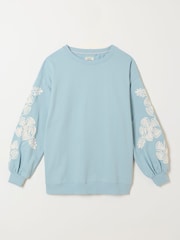 FatFace Alex Pale Blue Sleeve Detail Crew - Image 5 of 5