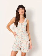 FatFace Ivory Sea Creature Linen Blend Pyjama Short Set - Image 1 of 5