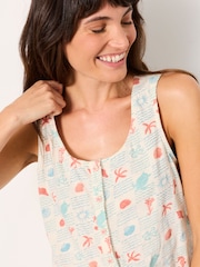 FatFace Ivory Sea Creature Linen Blend Pyjama Short Set - Image 4 of 5