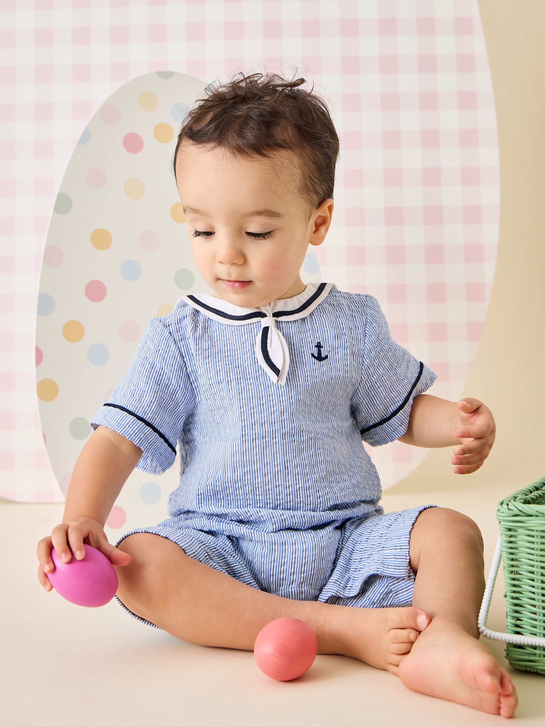 Jojo Maman Bébé Blue Navy Sailor Romper