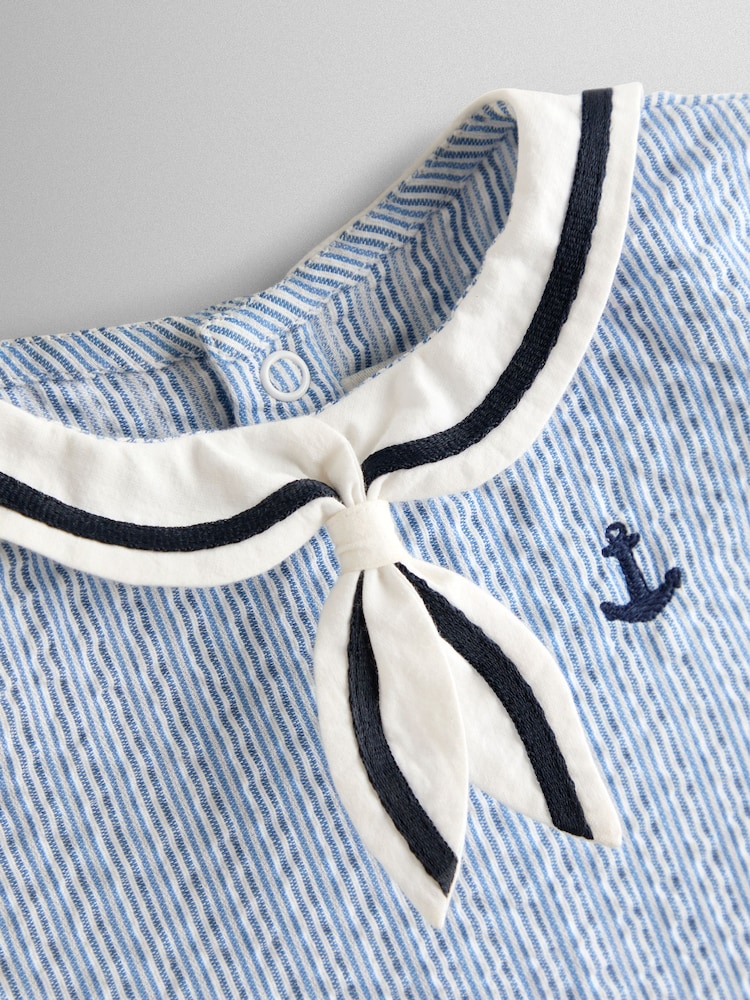 JoJo Maman Bébé Navy Blue Sailor Romper - Image 4 of 4 JoJo Maman Bébé Navy Blue Sailor Romper - Image 4 of 4