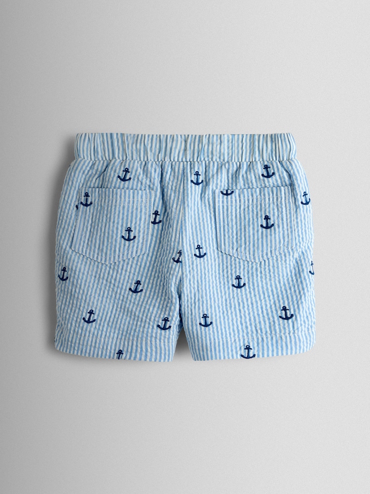 JoJo Maman Bébé Blue Embroidered Gingham Shorts - Image 2 of 3