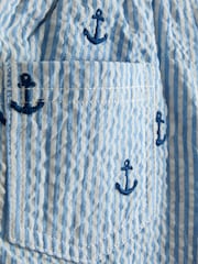JoJo Maman Bébé Blue Embroidered Gingham Shorts - Image 3 of 3