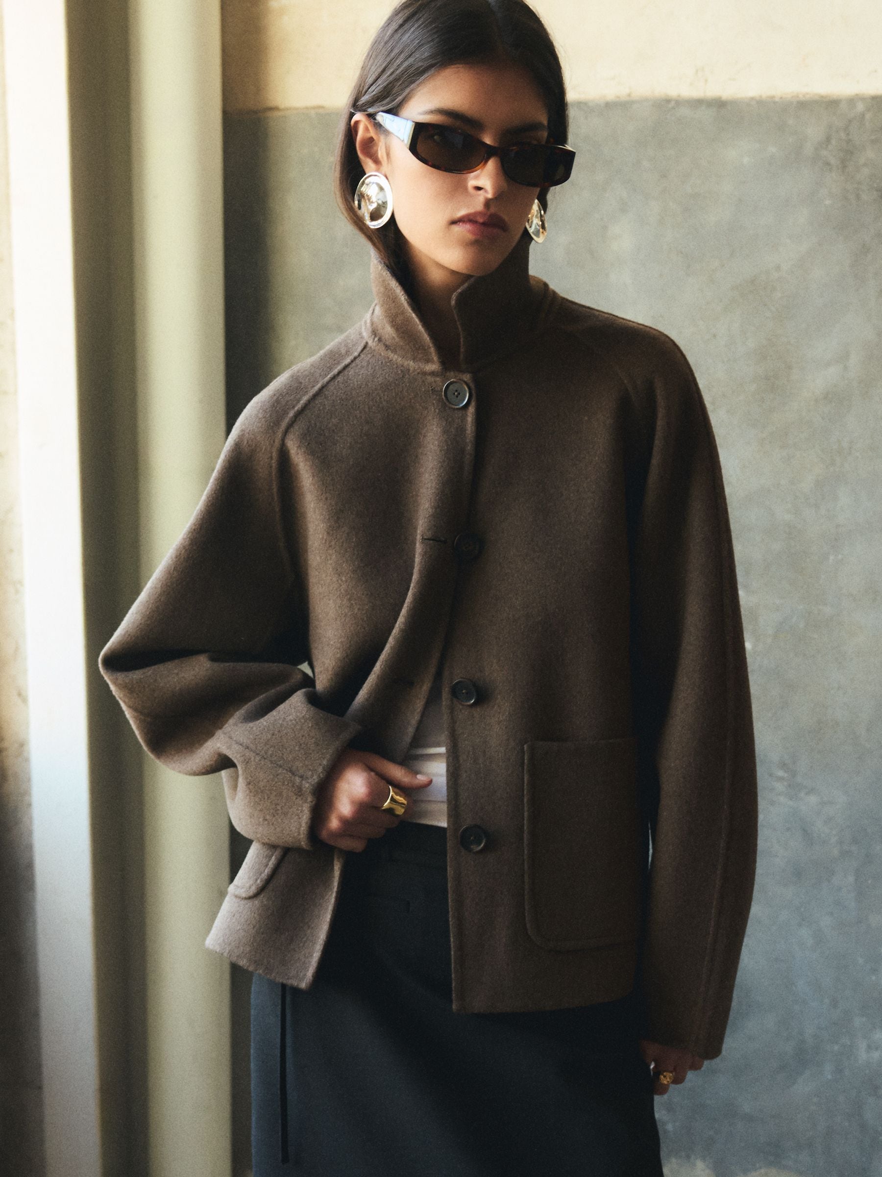 Buy BHOEM Chocolate Brown Wool Blend Short Coat from Next USA