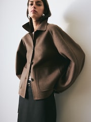 BHOEM Wool Blend Short Chocolate Brown Coat - Image 3 of 6