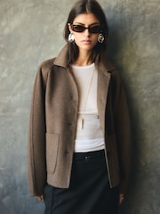 BHOEM Wool Blend Short Chocolate Brown Coat - Image 4 of 6