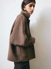 BHOEM Wool Blend Short Chocolate Brown Coat - Image 5 of 6