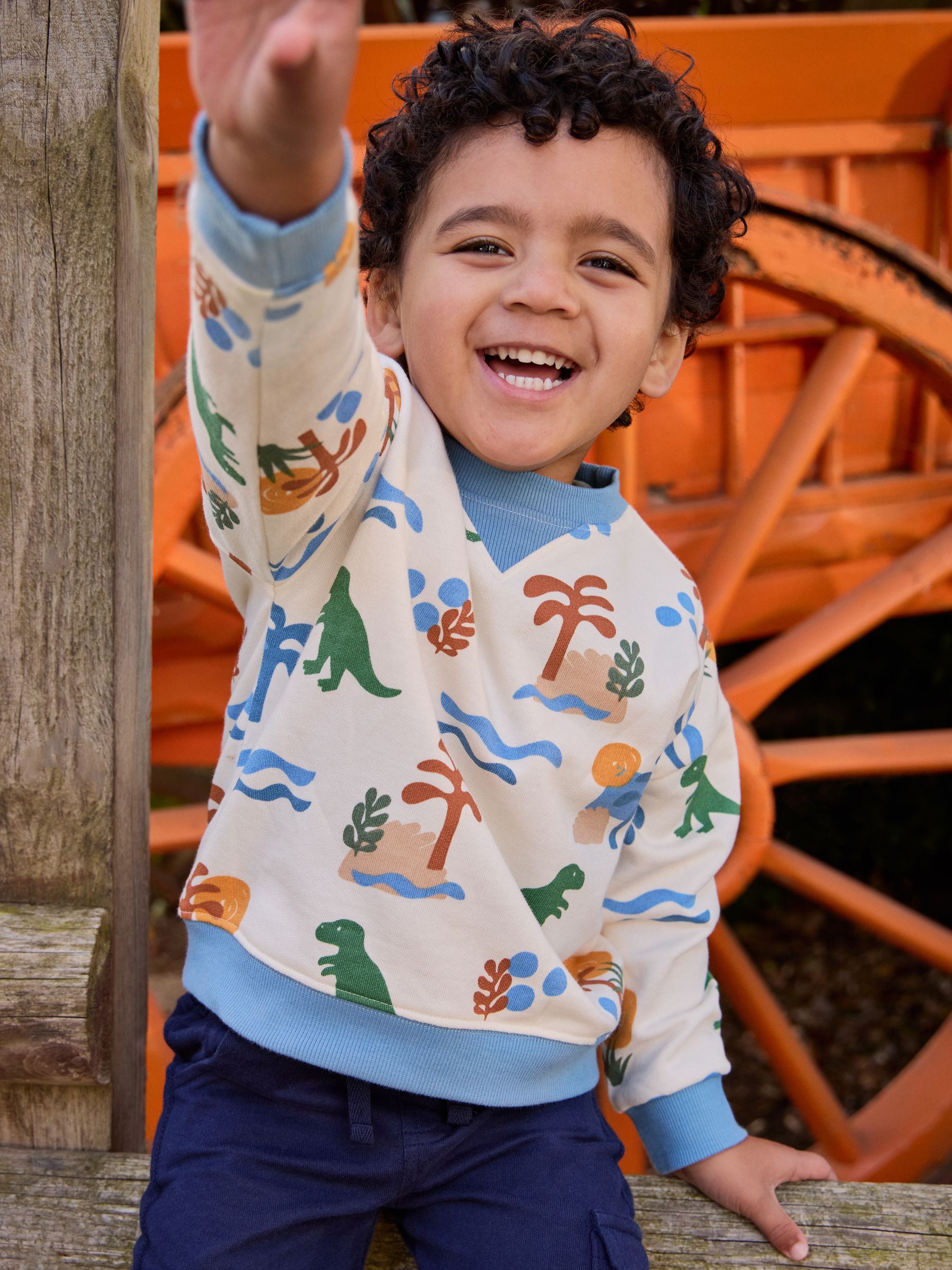 Jojo Maman Bébé Cream Papercut Dino Print Sweatshirt