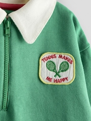 JoJo Maman Bébé Green Tennis Applique Half Zip Sweatshirt - Image 3 of 4