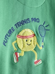 JoJo Maman Bébé Green Tennis Applique Half Zip Sweatshirt - Image 4 of 4