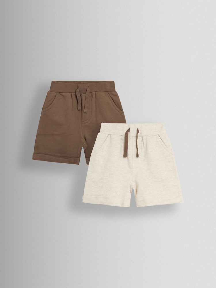 JoJo Maman Bébé Natural 2-Pack Jogger Shorts - Image 1 of 5