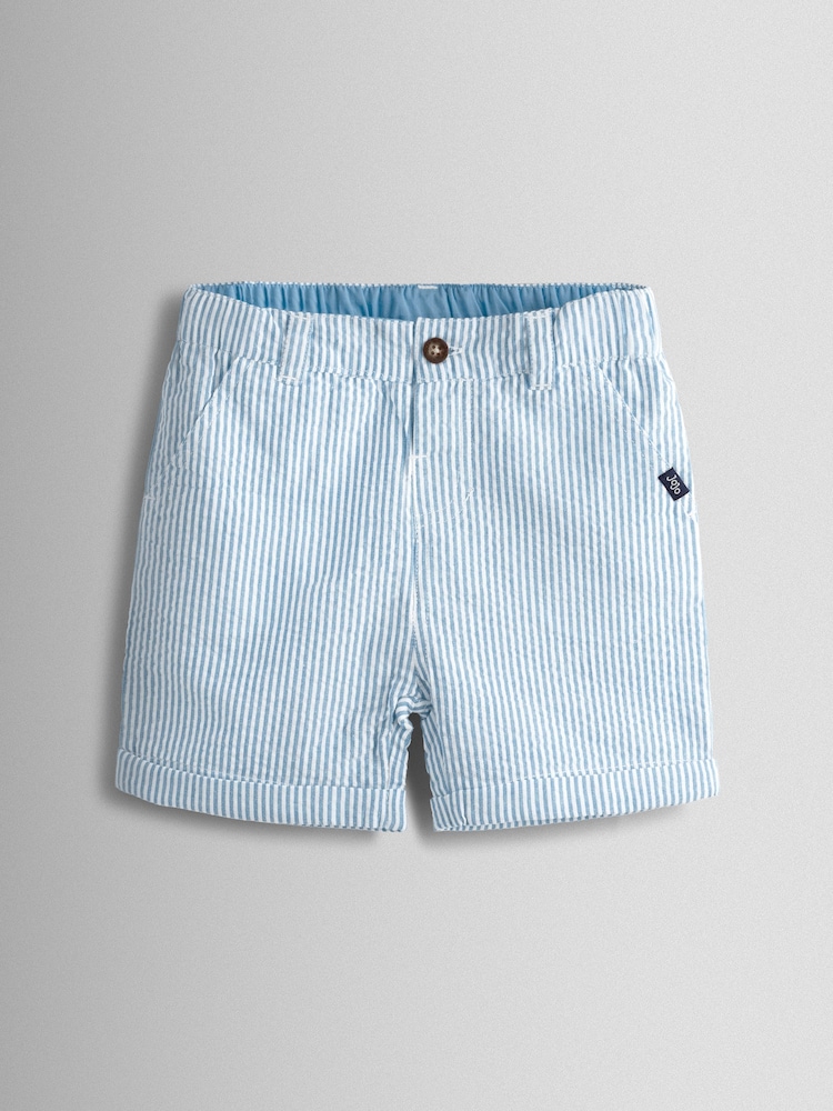 JoJo Maman Bébé Blue Seersucker Stripe Shorts - Image 1 of 4