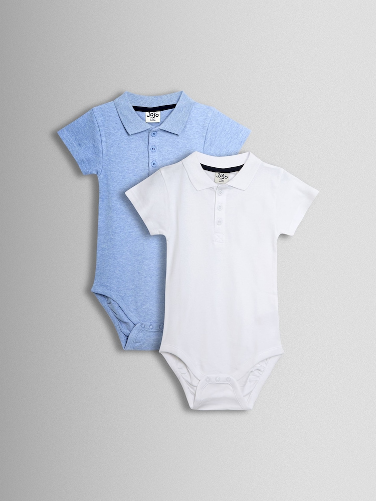 حزمة من 2 بودي سوت بتصميم قمصان بولو سادة من Jojo Maman Bébé - صورة 1 من 5