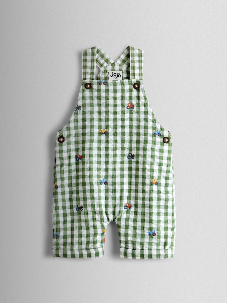 JoJo Maman Bébé Green Embroidered Dungarees - Image 2 of 4