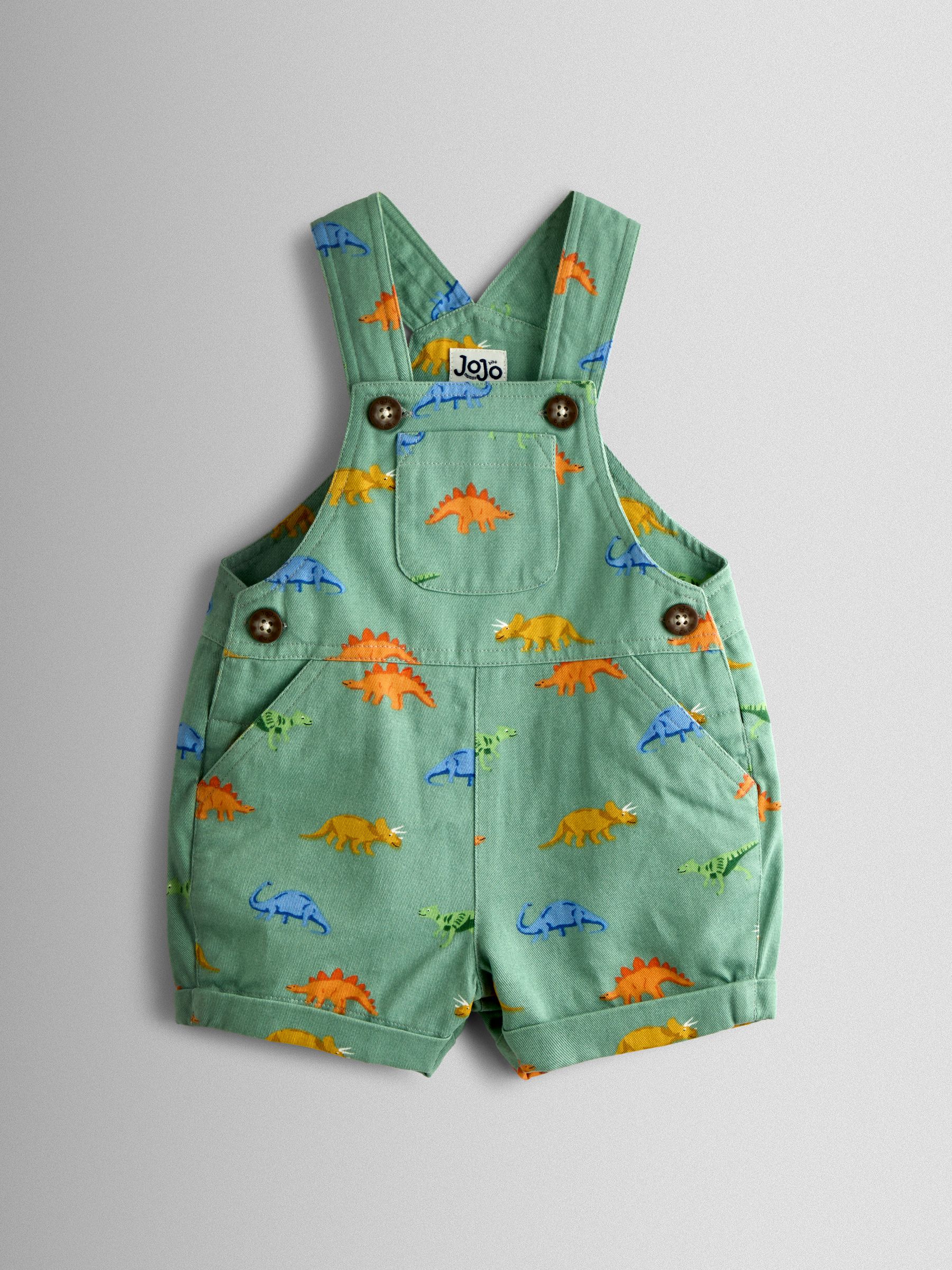Jojo Maman Bébé Green Dino Printed Twill Dungaree
