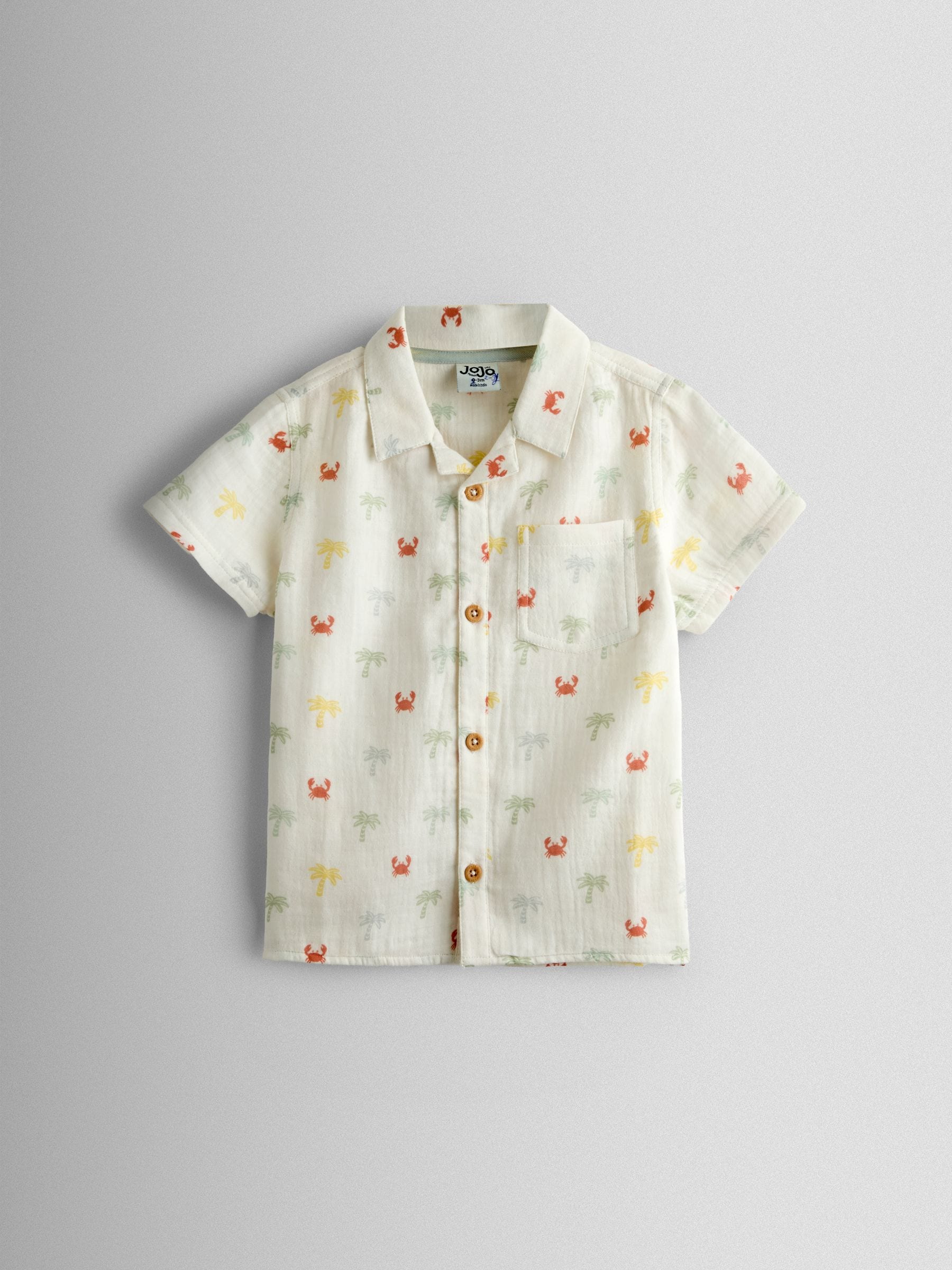 Jojo Maman Bébé Cream Palm Tree Cheesecloth Shirt