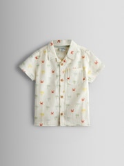 ナチュラル - JoJo Maman Bébé 刺繍入りチーズクロス素材ロンパース - 画像 1 / 4