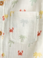 ナチュラル - JoJo Maman Bébé 刺繍入りチーズクロス素材ロンパース - 画像 3 / 4