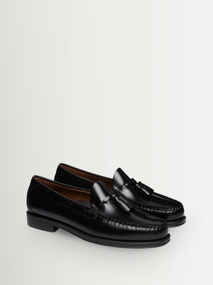 G.H.Bass Black Leather Weejun II Larkin Moc Tassel Shoes - Image 2 of 6
