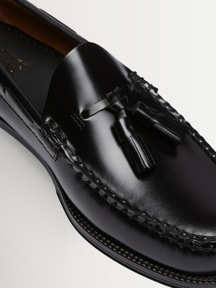 G.H.Bass Black Leather Weejun II Larkin Moc Tassel Shoes - Image 6 of 6