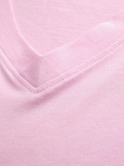 Pink Cotton Modal Slouch V-Neck T-Shirt - Image 4 of 5