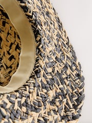 Monochrome Twisted Straw Panama Hat - Image 3 of 4