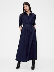 GapStudio Navy Blue - Gap Poplin Belted Oversized Maxi Shirt Dress - Imagen 2 de 5