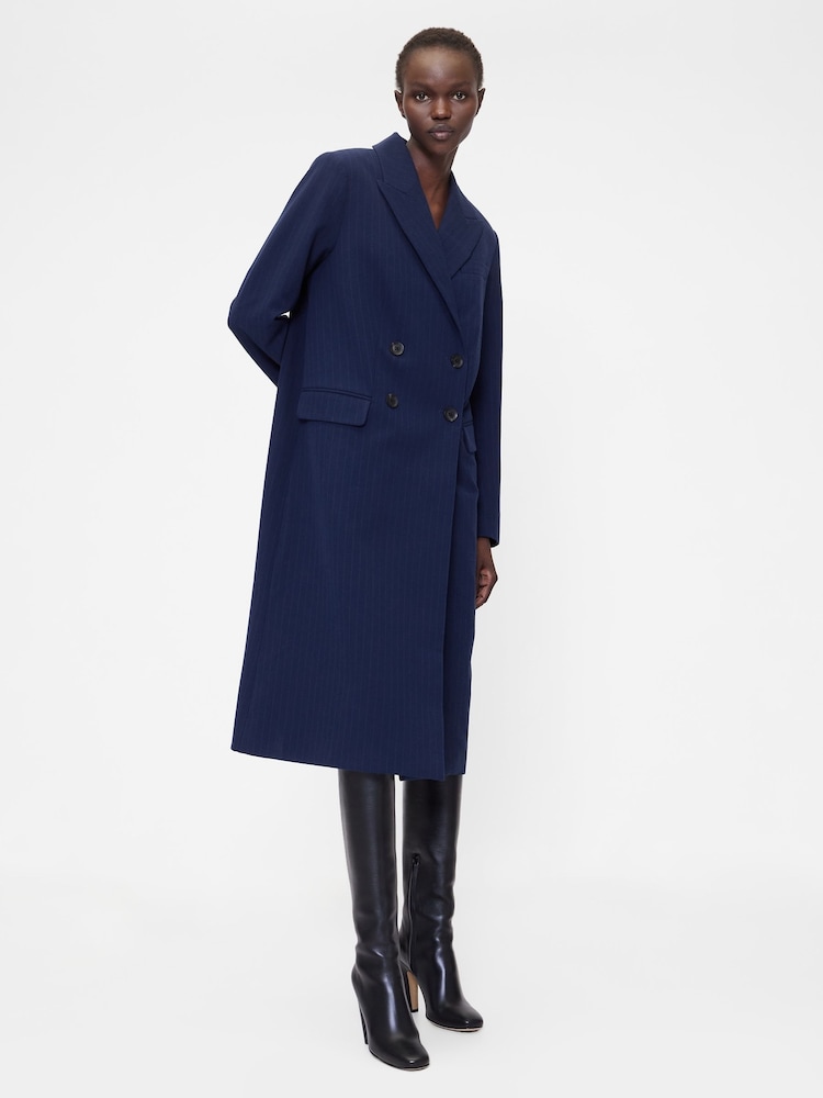 Gap GapStudio Blue Double-Breasted Tailored Coat - Image 1 of 4 Gap GapStudio Blue Double-Breasted Tailored Coat - Image 1 of 4