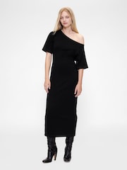 GapStudio Black Jersey Off-Shoulder Midi Dress - Image 1 of 5