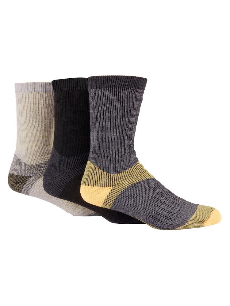 Glenmuir Black Cushioned Boot Socks with Arch Support 3 Pack - Image 1 of 7