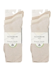 Glenmuir Natural Fine Knit Rib Leisure Socks 3 Pack - Image 3 of 5