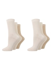 Glenmuir Natural Fine Knit Rib Leisure Socks 3 Pack - Image 5 of 5