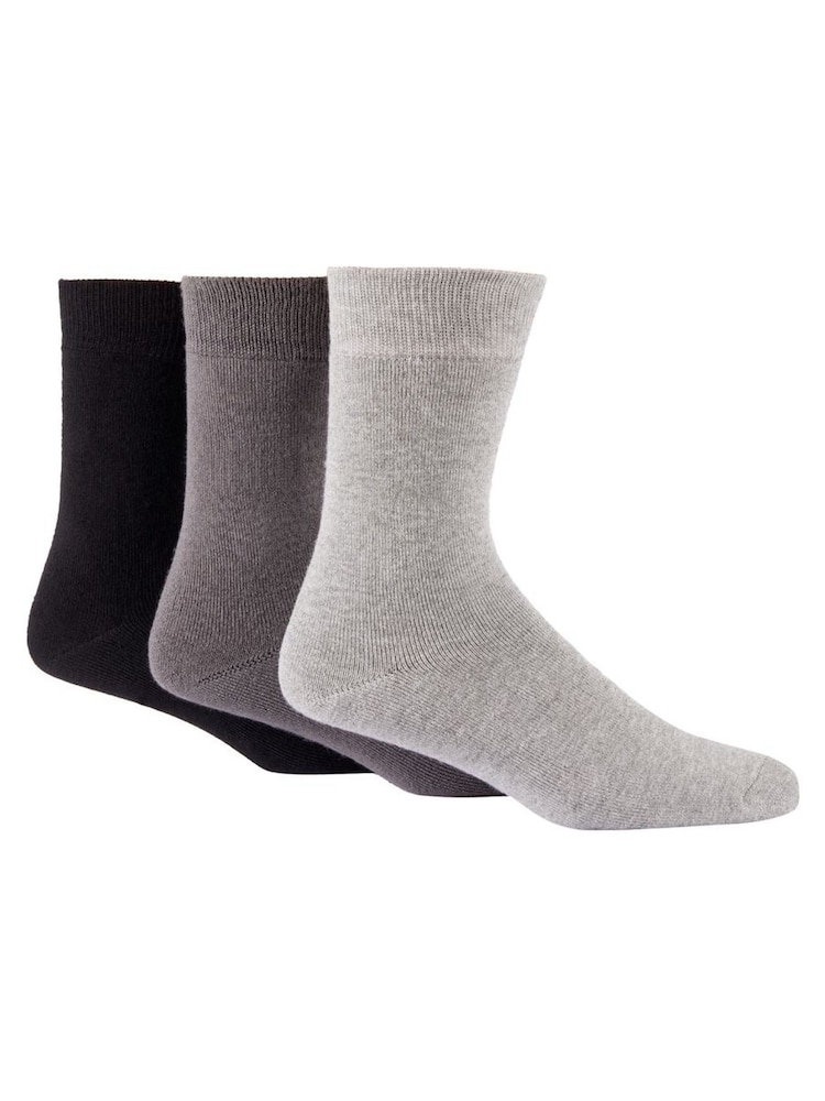 Glenmuir Grey Full Cushioned Crew Socks 3 pack - Image 2 of 7