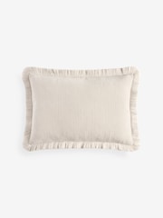 Mid Natural 40 x 59cm Chunky Fringe Velvet Chenille Cushion - Image 3 of 4