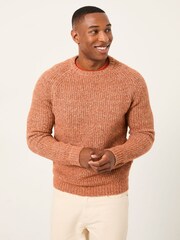 FatFace Sefton Burnt Orange Knitted Crew Neck Jumper - Image 1 of 6