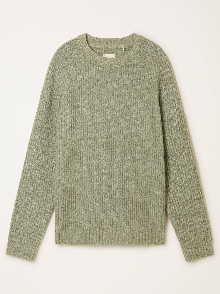 FatFace Sefton Sage Green Knitted Crew Neck Jumper - Image 2 of 2 FatFace Sefton Sage Green Knitted Crew Neck Jumper - Image 2 of 2