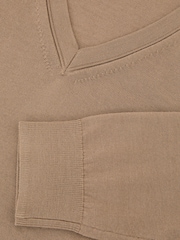 Reiss Camel Brown Earl Merino Wool V-Neck Jumper - Image 6 of 6