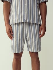 Blue/Ecru Textured Stripe Shorts - Image 1 of 5