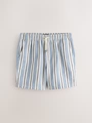 Blue Textured 7 Inch Stripe Shorts - Image 6 of 10